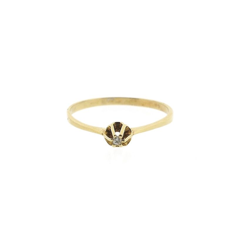 Image 3 of Gold solitaire ring with diamond; 0.04 ct.