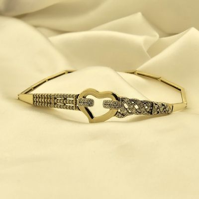 Image 2 of Gold heart bracelet with zirconia | 19 cm