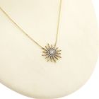 Image 3 of Gold anchor link necklace with fixed pendant; Starlight with zirconia