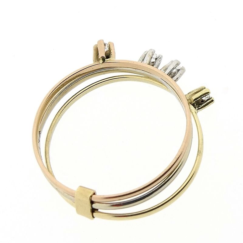 Image 5 of Tricolor gold ring with zirconia