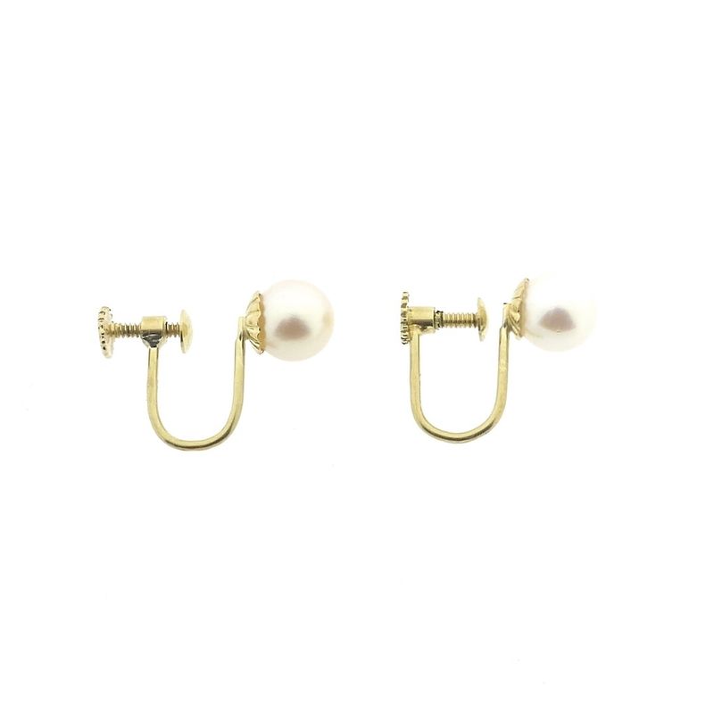 Image 8 of Vintage gold earrings with pearl