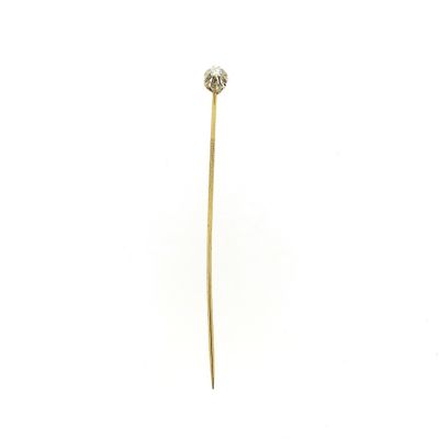 Image 1 of Two-tone gold lapel pin, tie pin with diamond | 0.08 ct.