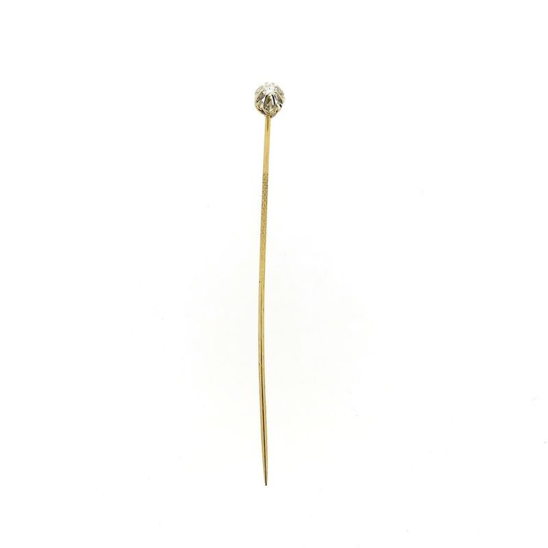 Image 1 of Two-tone gold lapel pin, tie pin with diamond | 0.08 ct.