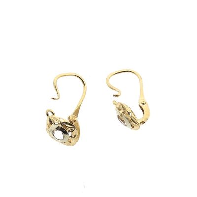 Image 2 of 18K Two-tone gold earrings with zirconia | Vintage