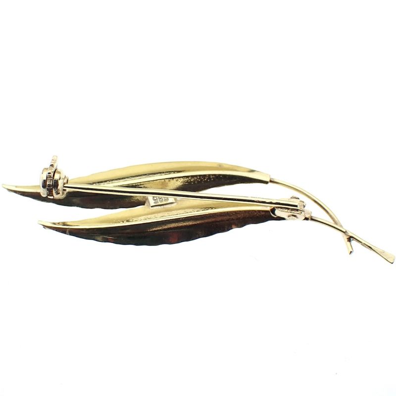 Image 3 of Gold brooch with two feathers