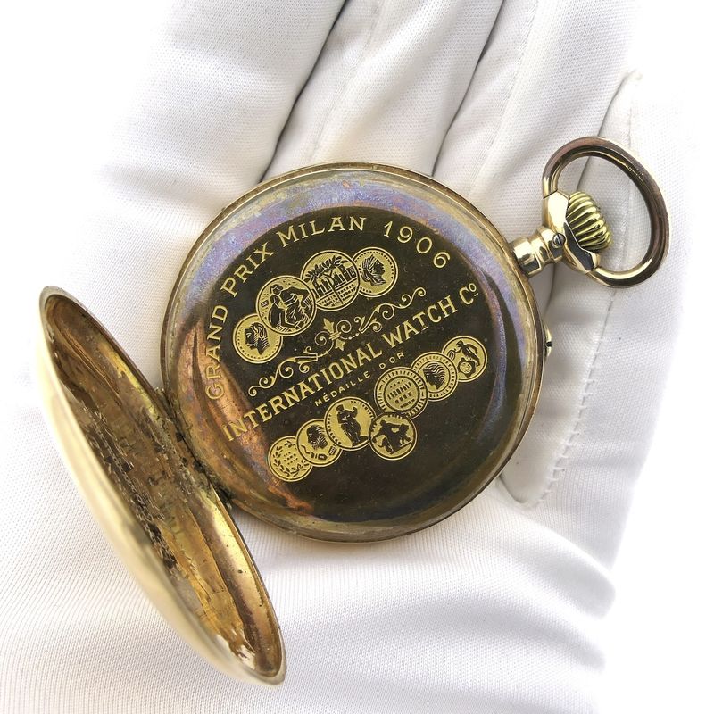 Image 8 of Antique 14k gold IWC pocket watch with box and papers from 1908