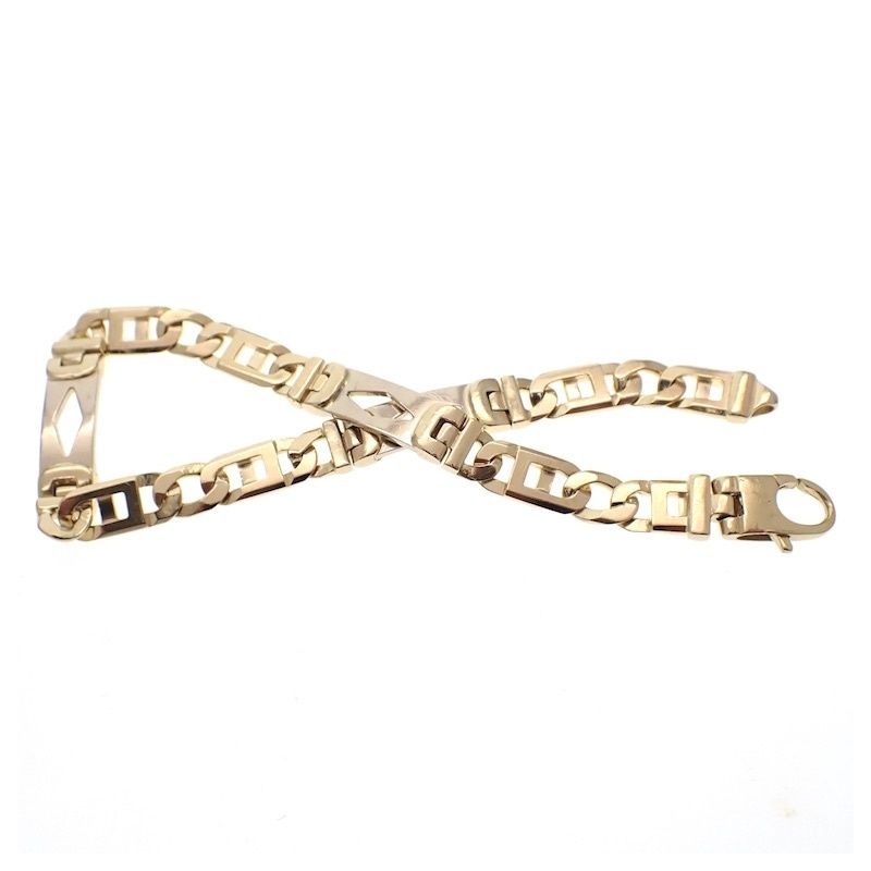 Image 7 of Two-tone gold link bracelet with diamonds