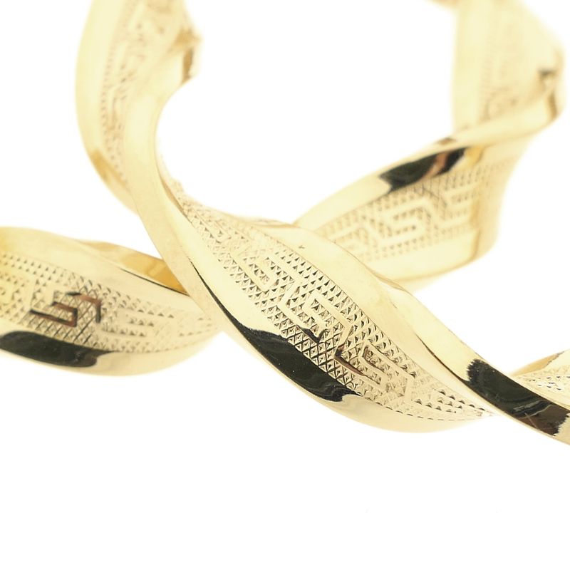 Image 7 of Gold Spiral Hoop Earrings with Greek Symbols; Ø 51 mm
