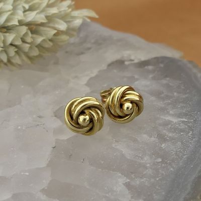 Image 2 of Vintage gold button stud earrings