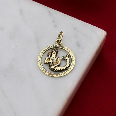 Image 2 of Gold Zodiac Pendant; Aquarius