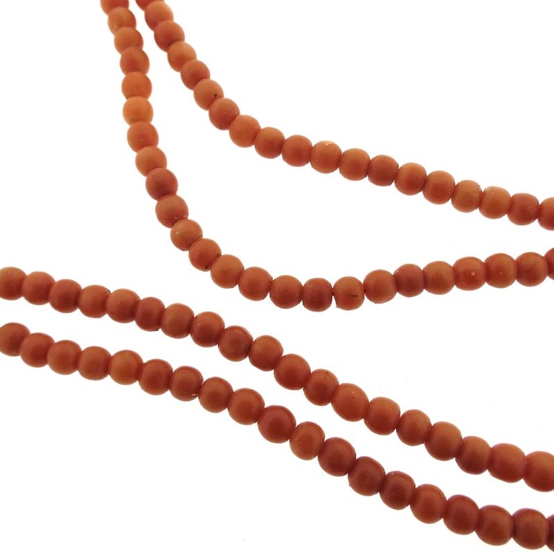 Image 7 of Antique blood coral bead necklace with gold decorative clasp | 43 cm