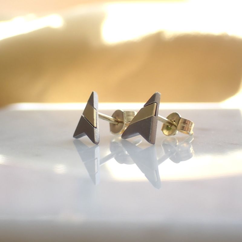 Image 8 of Gold stud earrings with titanium
