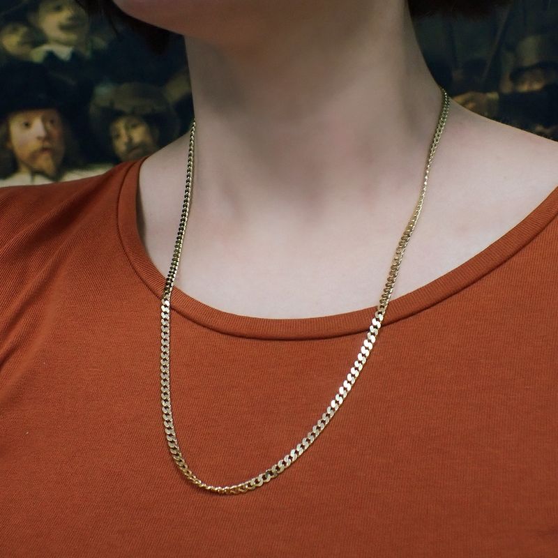 Image 4 of Gold flat gourmet link chain | 54 cm