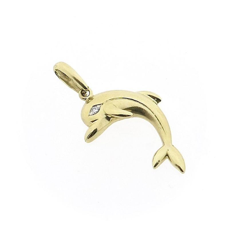 Image 9 of Golden dolphin pendant with diamond | 0.005 ct.