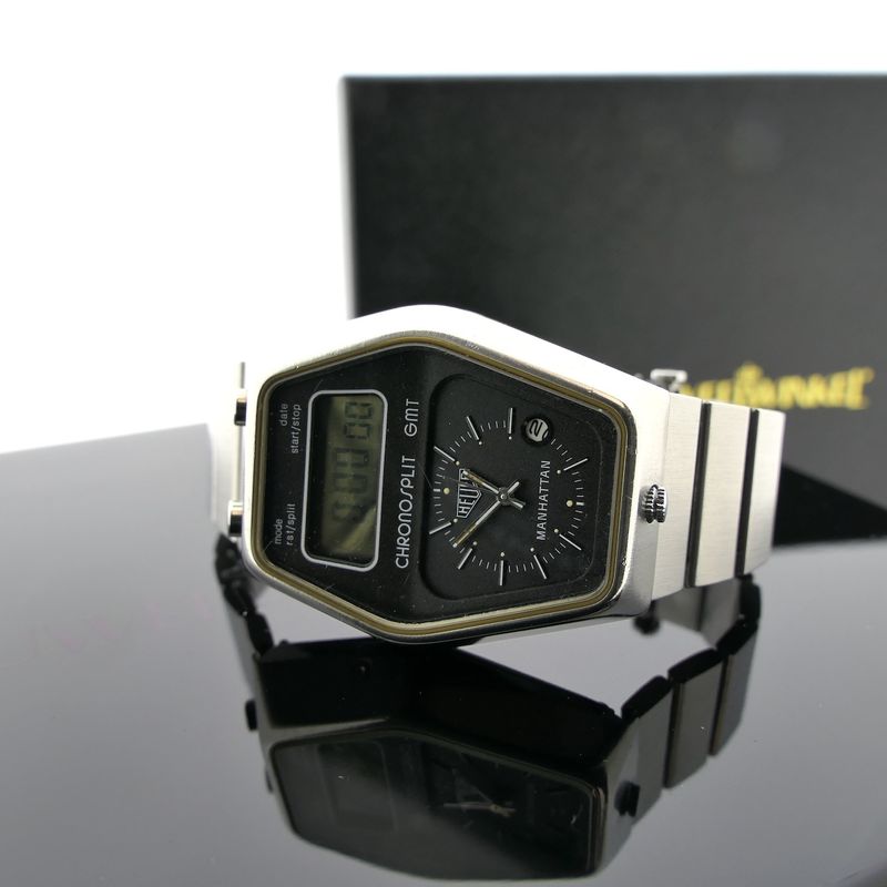 Image 14 of Heuer Manhattan Chronosplit GMT 104.403; Vintage heren horloge