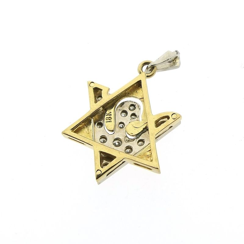 Image 5 of 18K Star of David Peace Dove Pendant with Diamond | 0.095 ct.