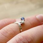 Image 8 of White gold ring with sapphire and diamond | 0.07 ct.