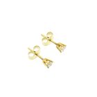 Image 8 of Gold solitaire stud earrings with diamond; 0.32 ct.