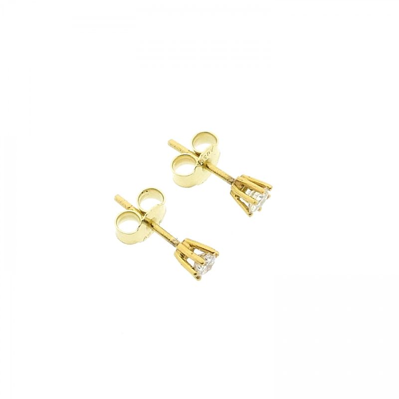 Image 8 of Gold solitaire stud earrings with diamond; 0.32 ct.