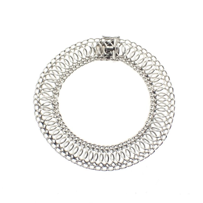 Image 1 of Silver wide braided link bracelet | 20 cm