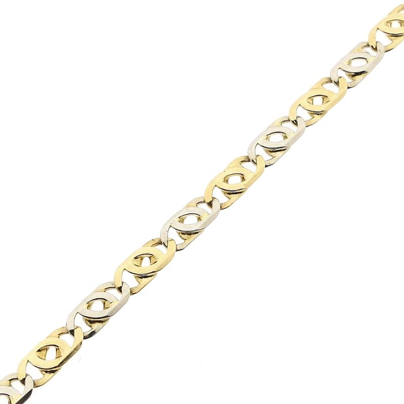 Image 8 of Bicolor Gold Falcon Eye Link Bracelet; Midas; 14 Karat; 19.5 cm