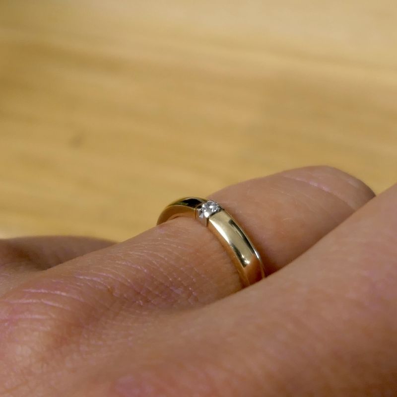 Image 11 of Gold (wedding) ring with diamond; 0.035 ct.