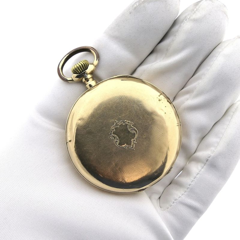 Image 4 of Antique 14k gold IWC pocket watch with box and papers from 1908