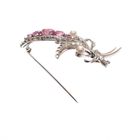 Image 5 of White gold floral brooch set with spinel, pearl and diamond 0.57 ct.