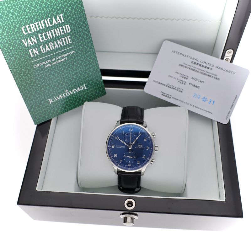 Image 13 of IWC Portuguese Chronograph 'Blue' IW371491; Automatic Men's Watch
