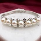 Afbeelding 2 van Witgouden visgraat schakelarmband met diamanten; 0,24 ct. | 19,5 cm