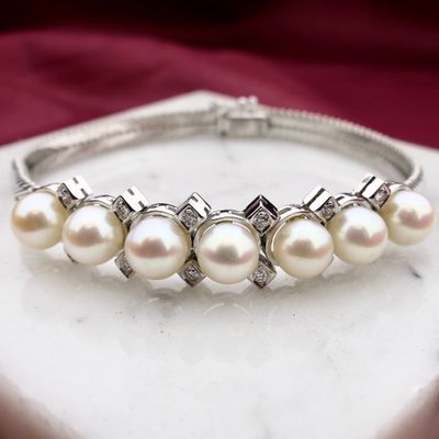 Witgouden visgraat schakelarmband met diamanten; 0,24 ct. | 19,5 cm Afbeelding 2 van Witgouden visgraat schakelarmband met diamanten; 0,24 ct. | 19,5 cm