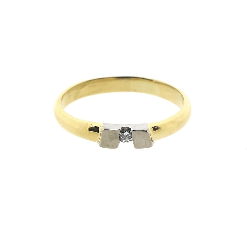 Image 3 of 18-karat two-tone gold ring with 0.04 ct. diamond