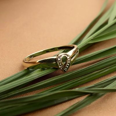 Image 2 of Golden ring with diamond; 0.005 ct.