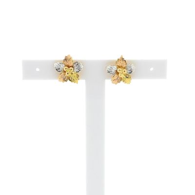 Tricolor gold flower stud earrings Image 1 of Tricolor gold flower stud earrings