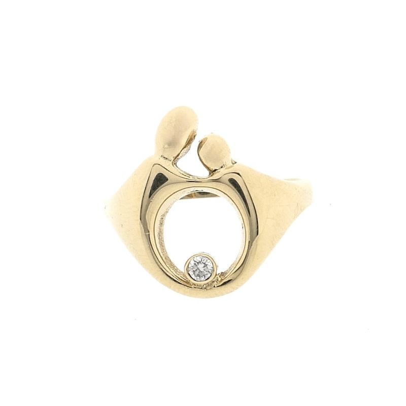 Image 3 of Gold mother-child ring with diamond; 0.06 ct.