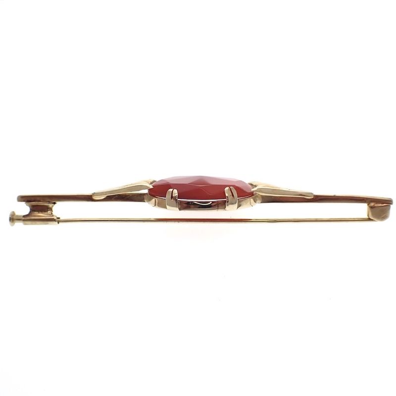 Image 3 of Antique gold brooch with carnelian