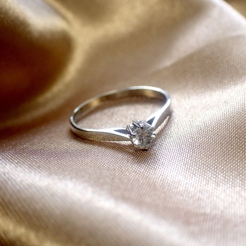 Image 2 of White gold solitaire ring with 0.22 ct diamond.