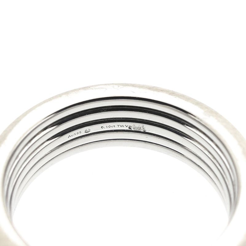 Image 6 of White Gold Ribbed Ring with Diamonds; 0.10 ct.