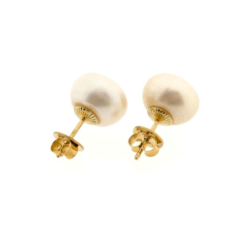 Image 5 of Gold stud earrings with cultured pearl