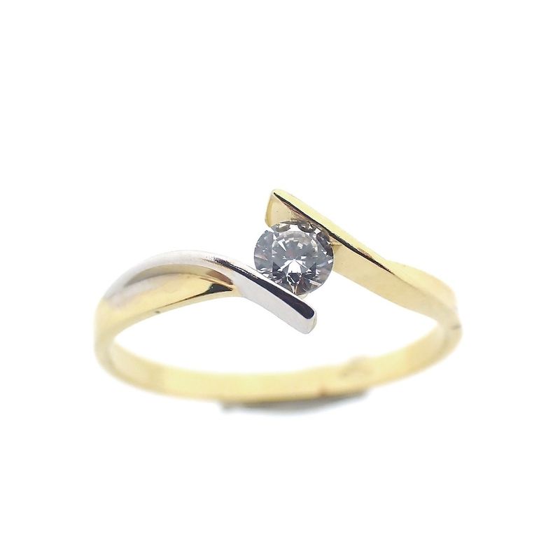 Image 3 of Two-tone gold ring with zirconia
