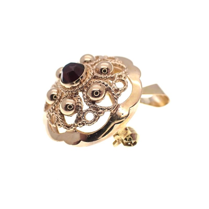 Image 3 of Vintage gold pendant/brooch with garnet stone