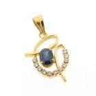 Image 2 of Gold pendant with sapphire and diamond 0.33 ct.