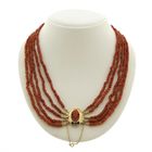 Image 1 of Antique blood coral bead necklace with gold clasp