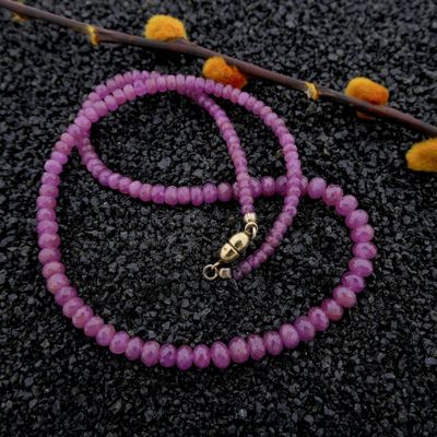 Image 2 of 9 carat ruby ​​bead necklace | 45 cm