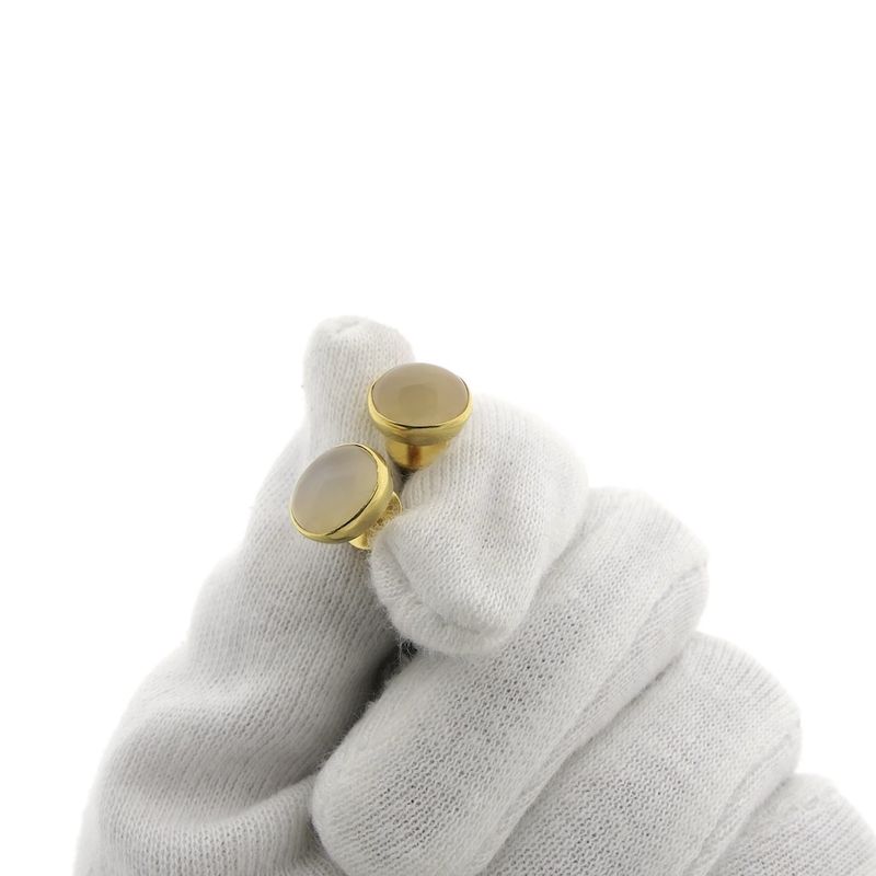 Image 7 of Gold stud earrings with moonstone