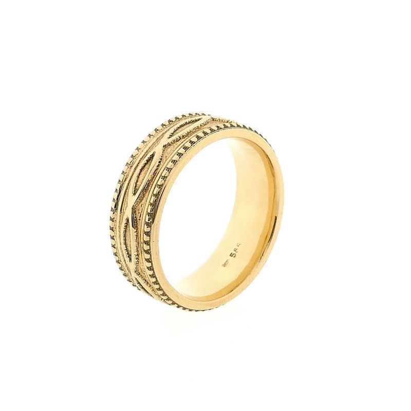 Image 5 of Yellow Gold Men's Ring with Pattern