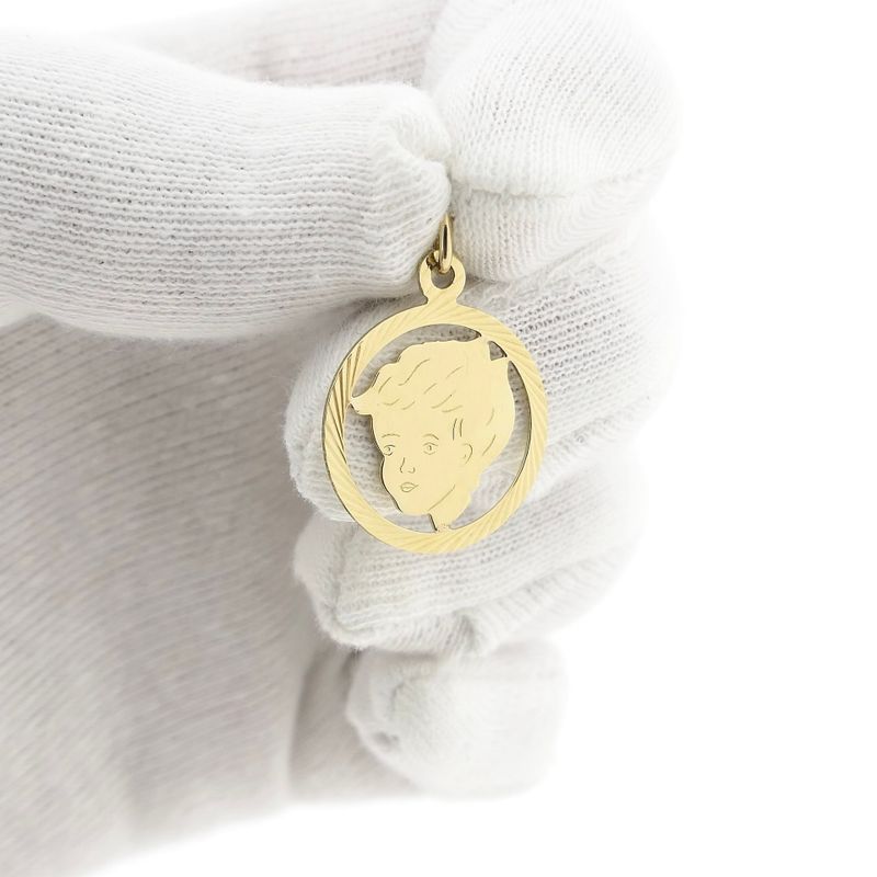 Image 9 of Gold Pendant of a Boy's Head