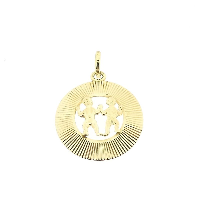Image 1 of Gold zodiac sign pendant; Gemini
