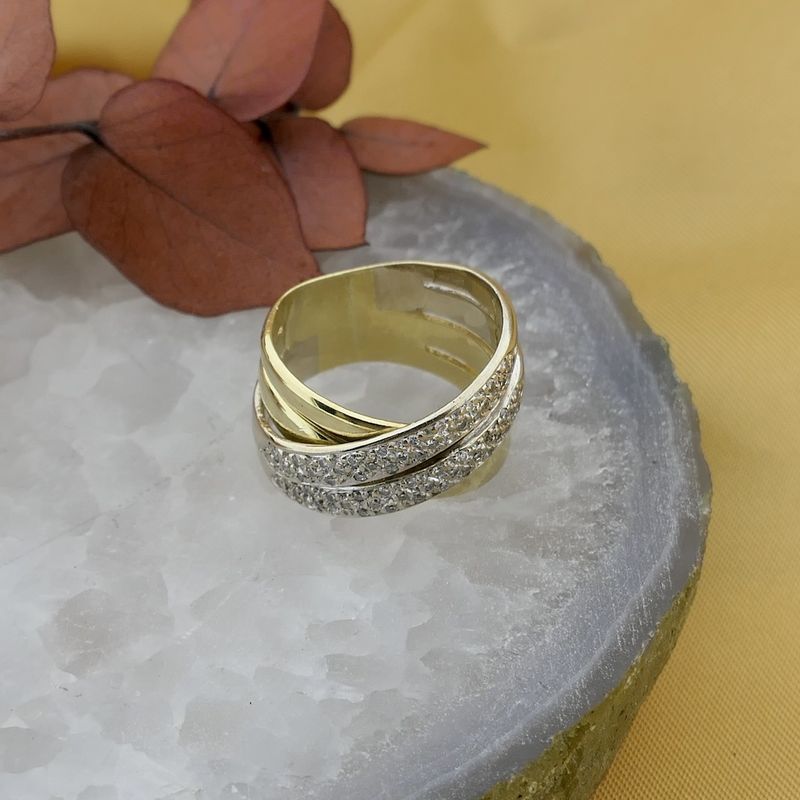 Image 2 of Two-tone gold pavé ring with 0.33 ct diamond.