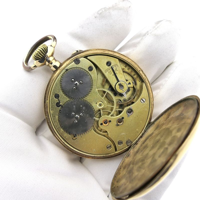 Image 6 of Antique 14k gold IWC pocket watch with box and papers from 1908